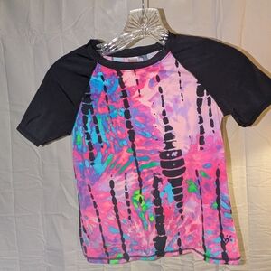 Justice Pastel Tie-Dye Shirt with Black Accents